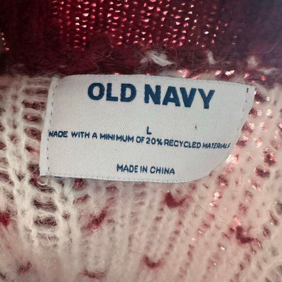 Old Navy L red snowflake fair isle button down cardigan - Picture 3 of 4